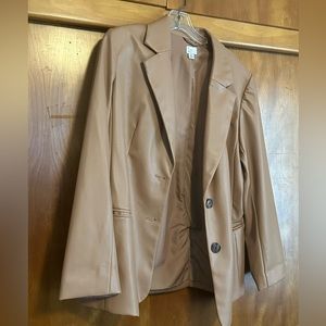 Faux leather blazer